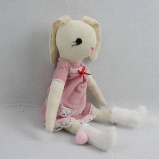 Hand-embroidered Good Rabbit Fresh Pink Doll Ragdoll Animal Doll Toy Intangible Cultural Heritage Cultural and Creative National Culture Gift