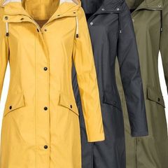 レディース防雨ジャケットロングフード付きウインドブレーカー軽量防水クロスボーダー卸売