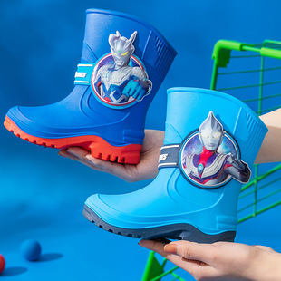 Ultraman Kidsren's Rain Boots Non-Slip and Wear-Resistant Boys' Student Rain Boots Cerotica Kidsren's Water Shoes for Middle and Large Kidsren