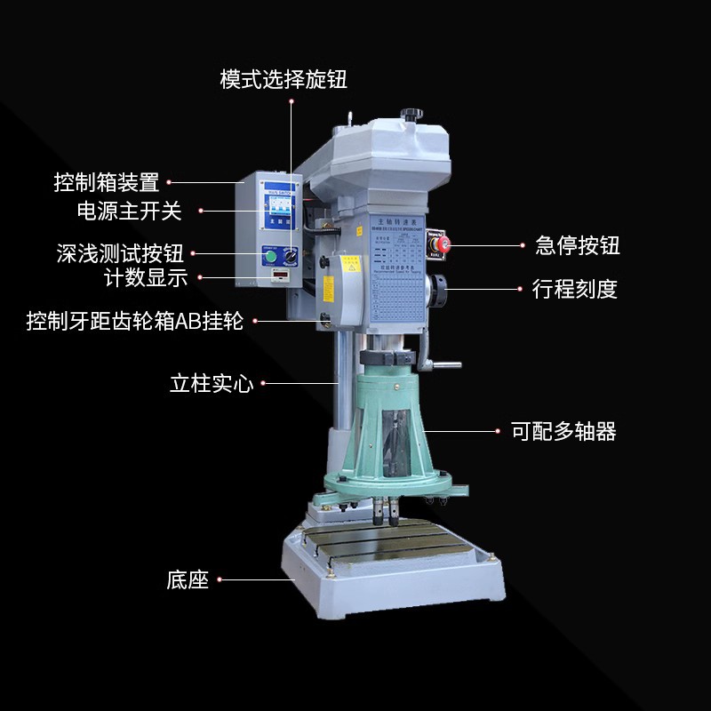 齿轮式电动攻丝机小型专用立式机器工作台多功能半自动多轴攻牙机
