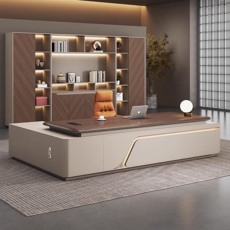 Simple Modern Executive Desk and Chair Set for Boss, President, and Manager Office