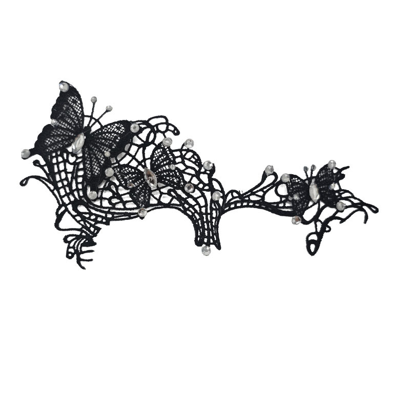 Venecia máscara de mariposa de encaje negro con gafas especiales máscara de carnaval de diamante sexy