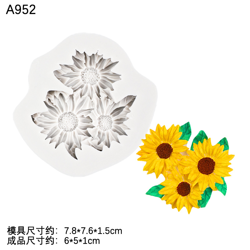 Girasol peonía crisantemo silicona fondant pastel de chocolate postre DIY hecho a mano aromaterapia coche colgante