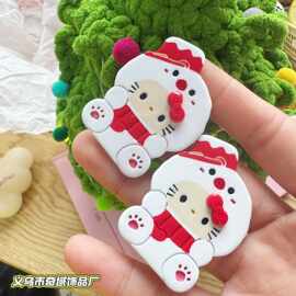 创意卡通雪人KT醋酸发夹可爱少女心刘海侧边夹一字夹圣诞风发饰品