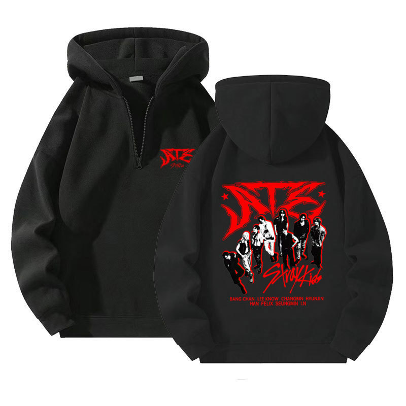 Quarter Zipper Pullover Sweatshirt for Men and Women Casual Stray Kids Atz Singer Zipper Sweatshirt