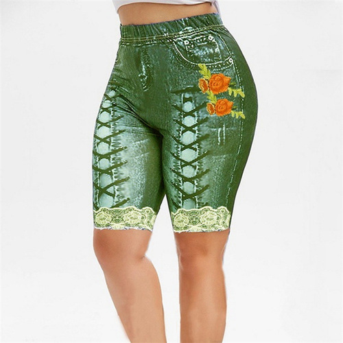 European and American-style denim-look high-waisted, highly elastic fitness leggings for women—perfect for yoga and running—XY599