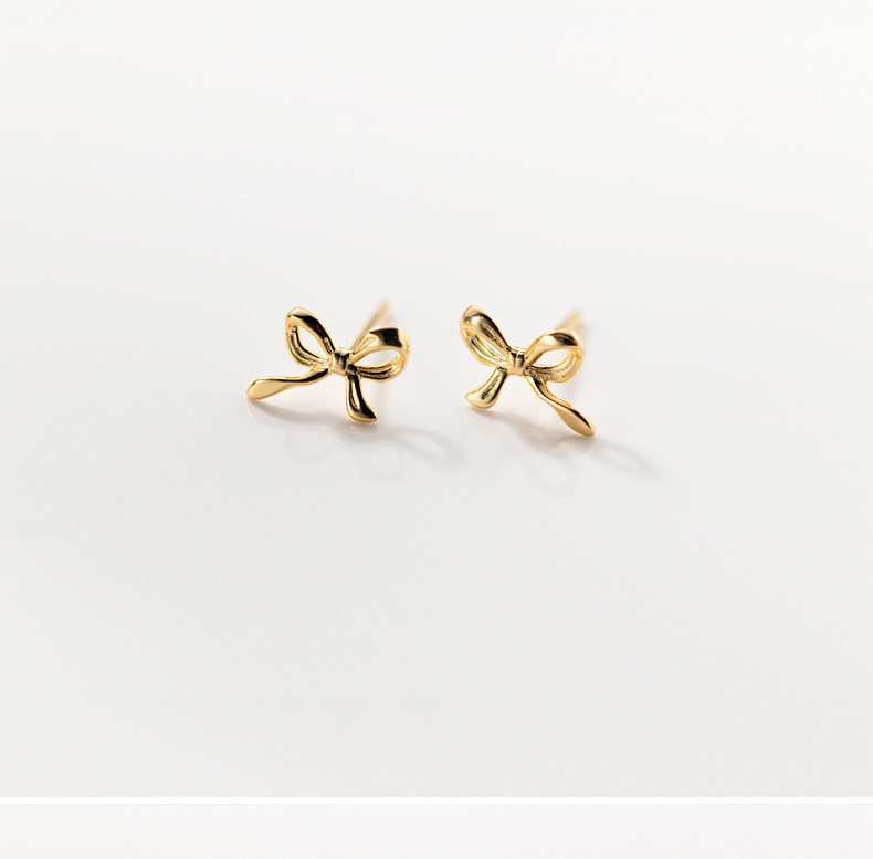 1 Pair Simple Style Bow Knot Plating Copper Ear Studs display picture 2