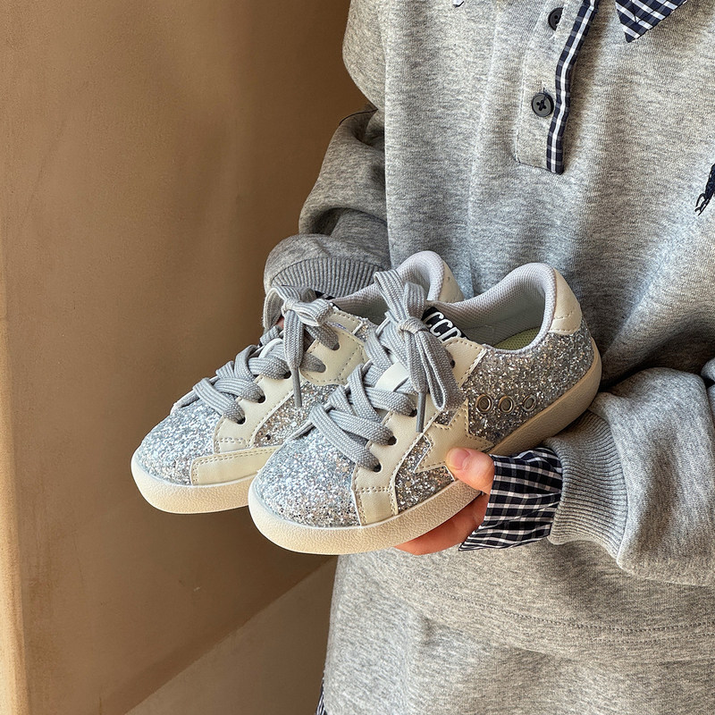 2026 Spring and Autumn New Children's Star Sneakers, Dirty Shoes with Sequins, Casual Shoes for Boys and Girls, Korean Style Soft Sole Dirty Shoes 2026 Spring and Autumn New Children's Star Sneakers, Dirty Shoes with Sequins, Casual Shoes for Boys and Girls, Korean Style Soft Sole Dirty Shoes
