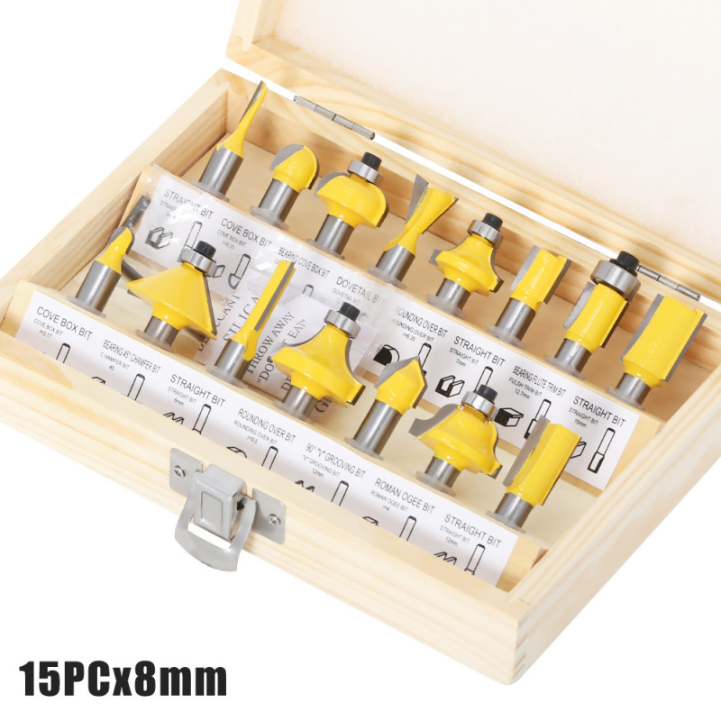 15 個セット 1/4 ハンドル 1/2 ハンドル 8 ハンドル 6 ハンドル木工フライスカッターセットトリミングマシン 12 個セット木工スロッティングフライスカッター|undefined