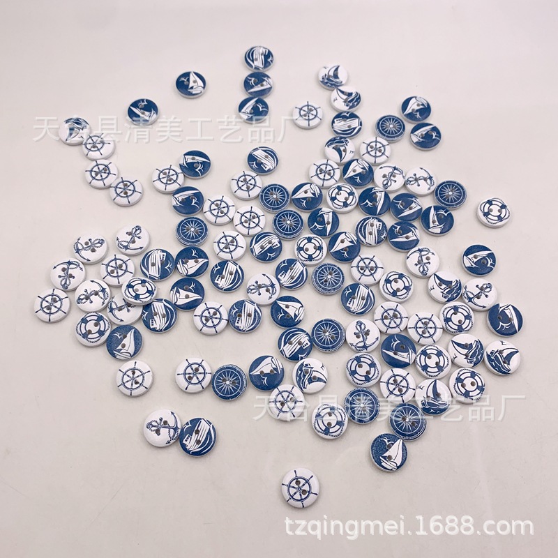 15mm tema náutico botones de madera materiales hechos a mano sobre fondo blanco botones navales proceso al por mayor 100 piezas por paquete
