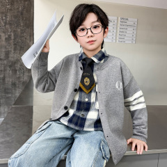男童秋装毛衣2025新款酷帅小男孩针织衫韩版开衫儿童春秋款外套
