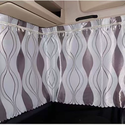 Car curtains: for J6, Pj6, Lh6, Chenglong - khaki-water-ripple-with-fringe-whole-car-curtains-three-large-pieces