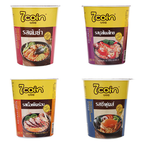 Imported from Thailand, 7coin seven-carb cup instant noodles, Southeast Asian flavor, hot-selling food instant noodles wholesale 70g