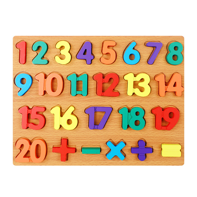 Juguete de rompecabezas digital de madera para niños alfabeto gráfico geométrico cognición emparejado mano agarrar tablero de educación temprana