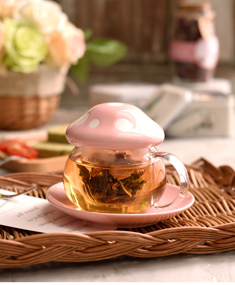 Cute Mushroom Ceramic Tea Infuser Cup