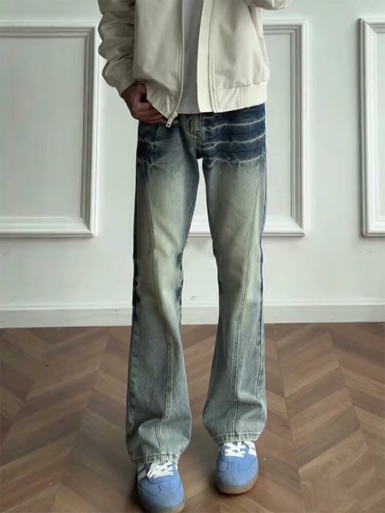 Herren Slim Fit Jeans Mit Blitzstreifen Und Bootcut Schnitt_voghion.com