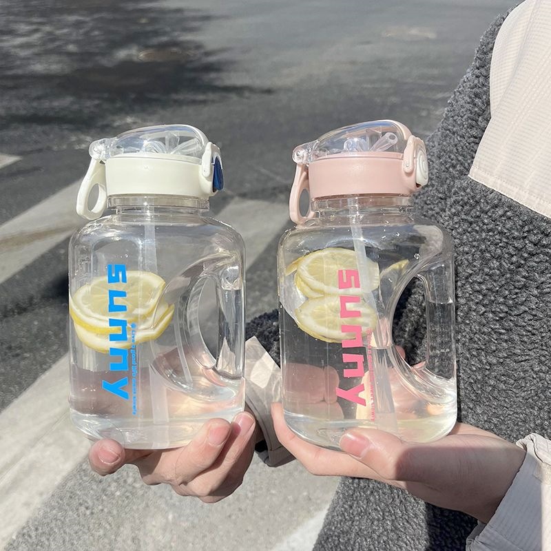 Large-capacity summer cup, stylish water bottle for men and women, portable sports plastic cup for students, outdoor large-capacity bottle