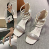 Sandal girl 2022 summer new pattern Rhinestone With crude fashion fairy Korean Edition High-heeled shoes ins tide