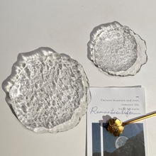 ins风不规则冰川玻璃水果碟蛋糕甜品盘料碟零食小吃小碟子点心碟