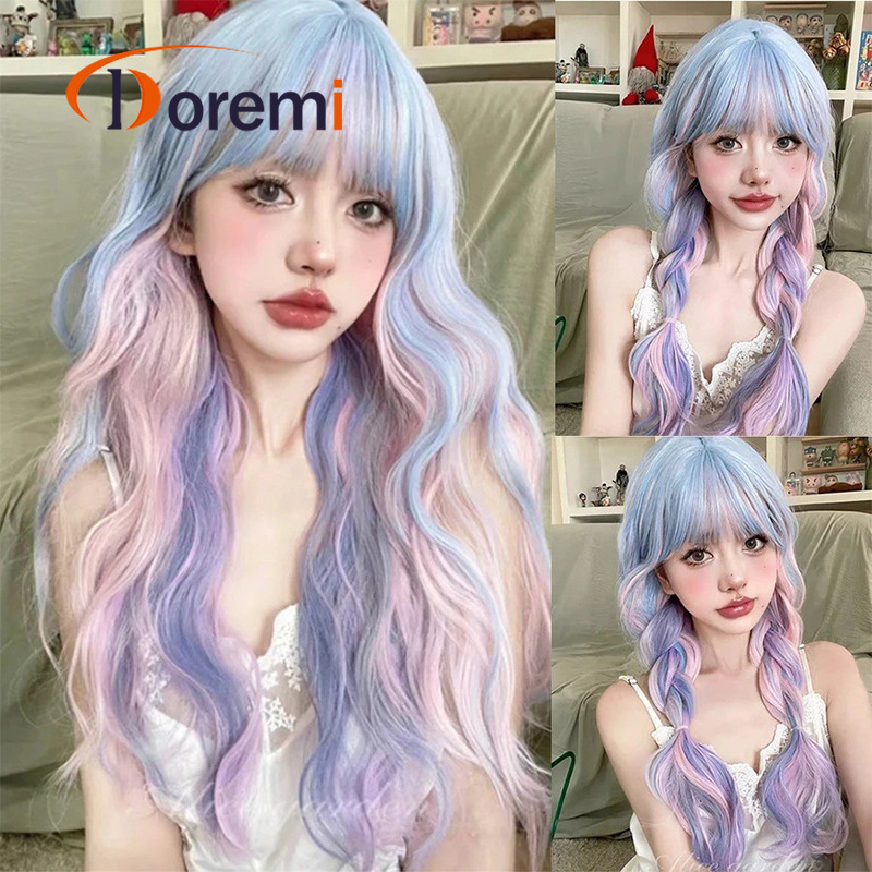 Cross-border wig female cos long roll role-playing dyed chemical fiber whole film and television props wig cos wig