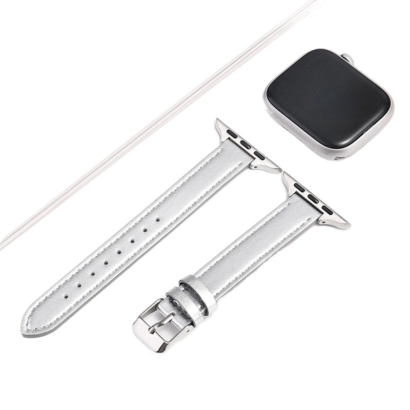 Adecuado para iwatch4/5/6/7/8/se Apple delgada capa superior de cuero hebilla Correa 14mm Apple correa de cuero