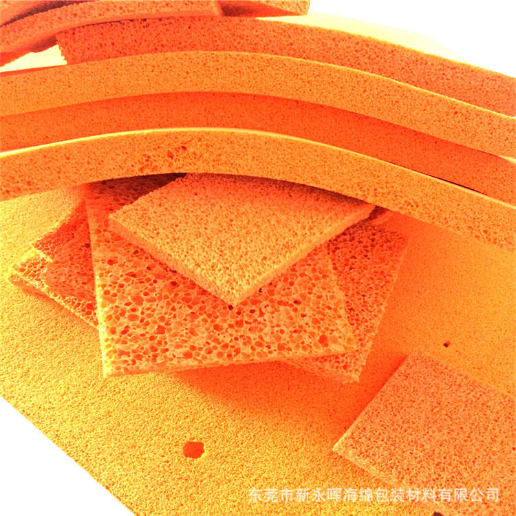 工厂定制橙色粗孔弹性机器密封真空吸盘海绵片材抹泥板橡胶底海绵