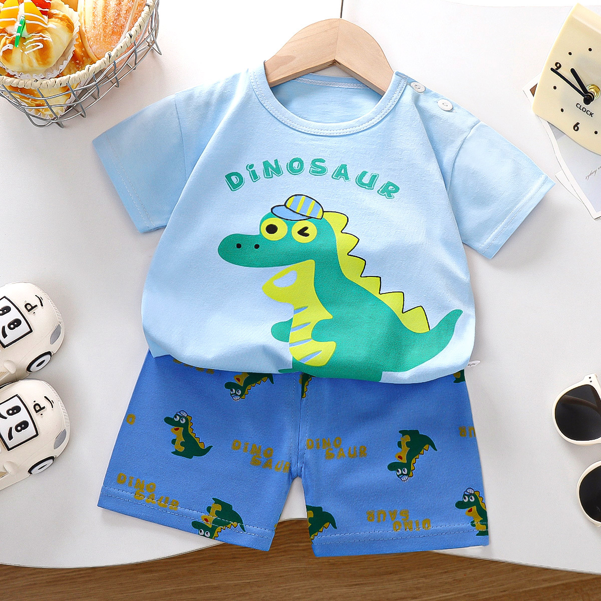 Set de mangas cortas para niños algodón verano nuevo estilo coreano pantalones cortos para niños delgados ropa de verano para niñas