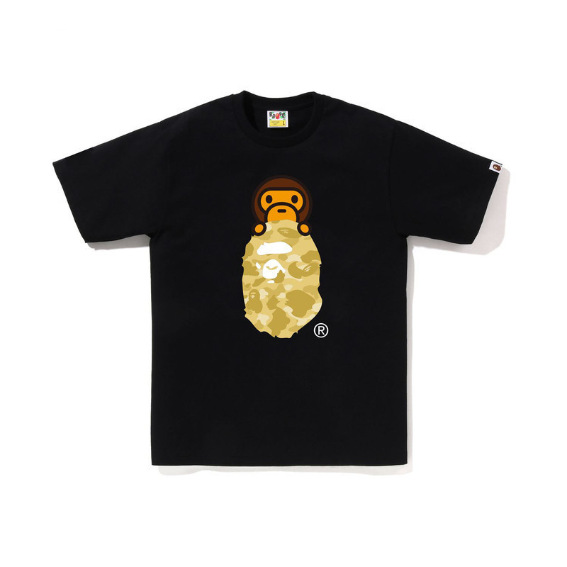 日系潮牌bape半袖寝猿迷彩猿人頭プリント夏tシャツカップルカジュアルスポーツ半袖ショートT|undefined
