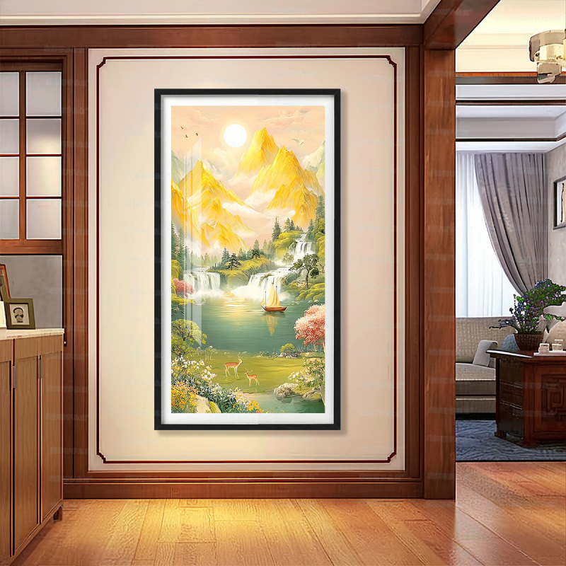 [Algodón importado] Mona Lisa Royal Crosspoint Sunshine Jinshan un paisaje clásico de bordado decorativo
