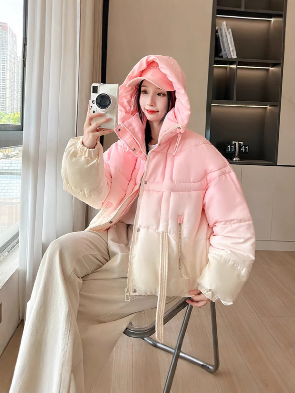 连帽羽绒棉服女2025年新款秋冬小个子棉衣外套上衣宽松面包服棉袄|undefined