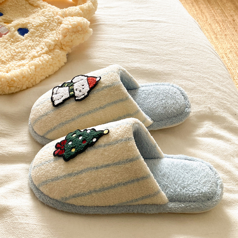 Women's Fashionable and Versatile New Christmas Tree Puppy Cotton Slippers 2025 Autumn and Winter Home Warm Anti-Slip Cotton Slippers