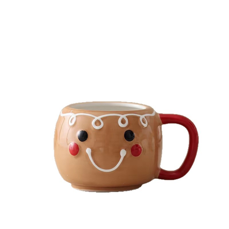 Papá Noel encantador ciervo taza de cerámica de agua taza de marca de taza de jengibre hombre taza de cerámica con mango cubiertos diarios