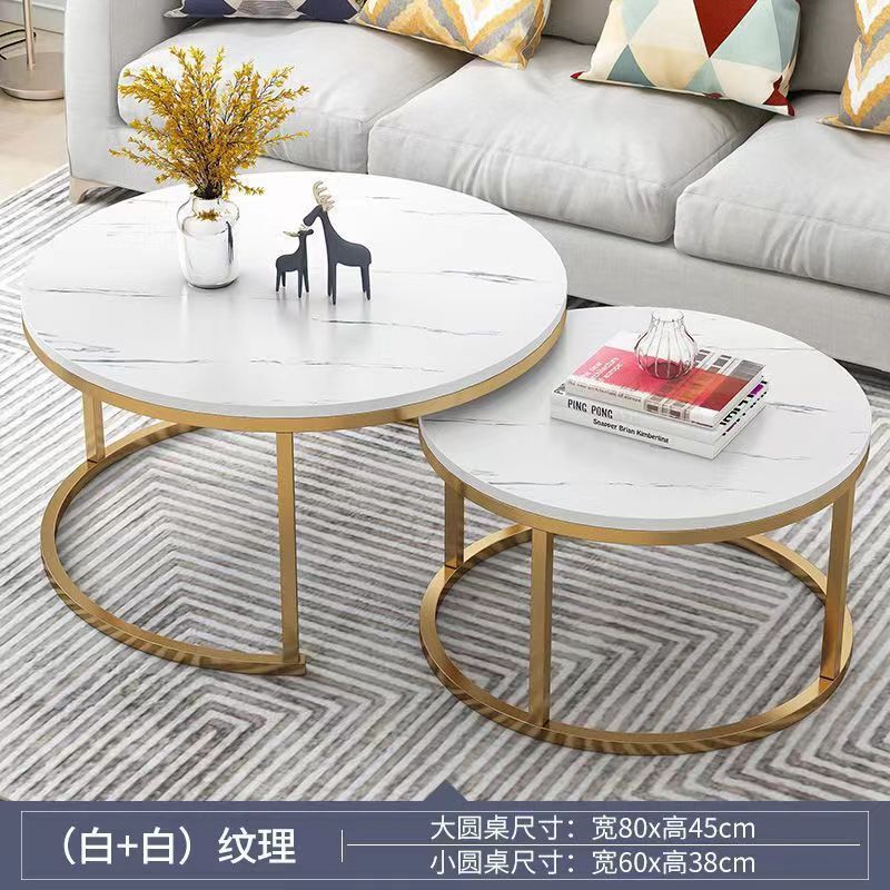 茶几轻奢现代小户型客厅家用圆形桌简约大理石is意式创意铁艺茶桌|undefined