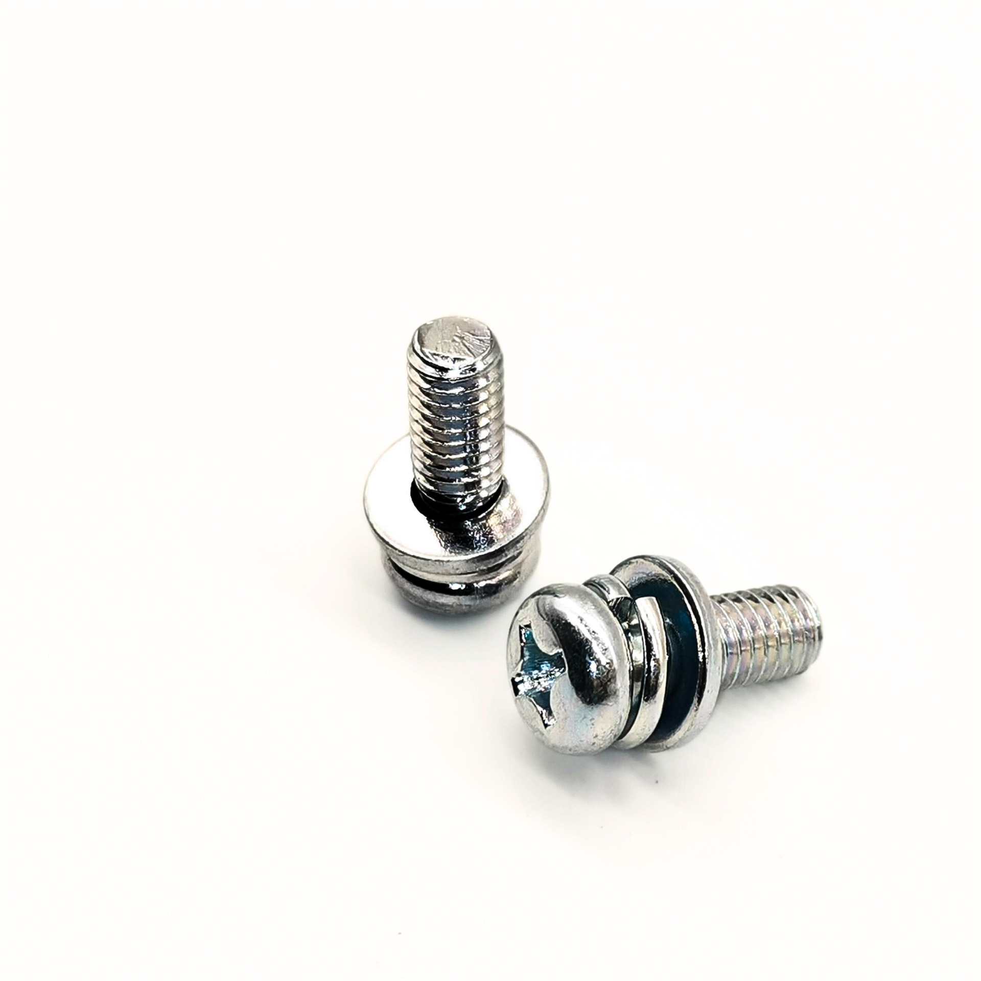 惠州十字槽盘头组合螺丝GB9074.8环保彩锌十字凹槽三螺钉带垫螺纹