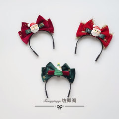 オリジナルラブブラブブ人形はヘアフープを着用しています赤いサンタクロースクリスマスツリーのリボンアクセサリー装飾
