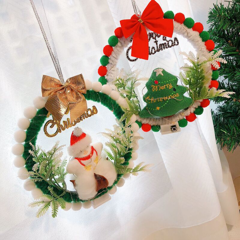Creative Christmas pendant handmade DIY wreath with lights family window Christmas decorations decorative pendant material bag