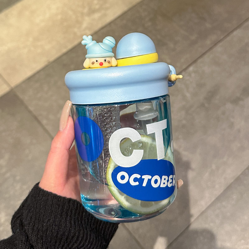 大容量公仔茶倉杯アニメかわいい水筒小清新シンプル運動プラスチックカップストロー飲水カップ|undefined