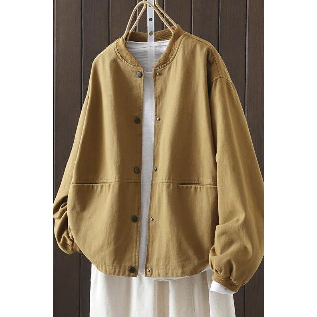 Casual Artistic Solid Color Large Pocket Outdoor Windproof Jacket Cardigan for Women, Autumn Loose Versatile Warm Cotton Top Casual Artistic Solid Color Large Pocket Outdoor Windproof Jacket Cardigan for Women, Autumn Loose Versatile Warm Cotton Top