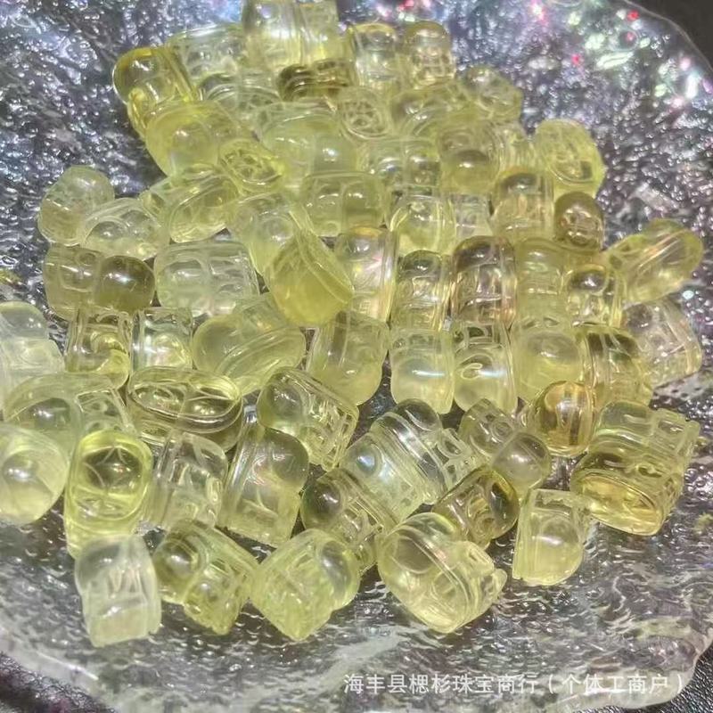 天然レモンシトリン貔貅、繊細な彫刻、透明なクリスタル、任意の穴あけと象嵌DIY卸売|undefined