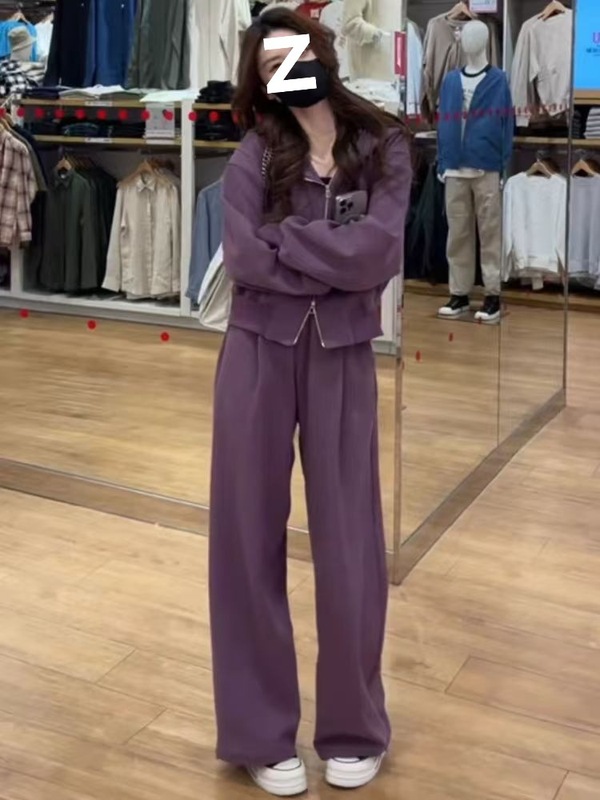 时尚运动服套装女2025年春秋季新款气质百搭连帽卫衣阔腿裤两件套|undefined