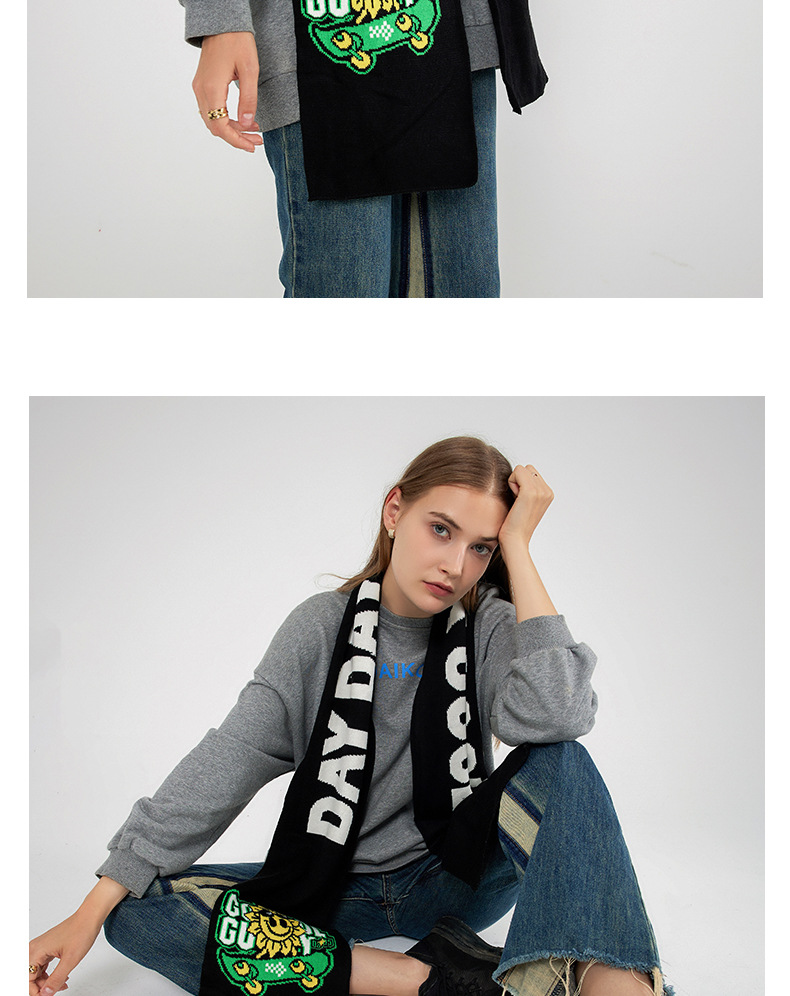 INS Personalisierter Fan-Schal für Herren und Damen Herbst und Winter Neuer gestrickter Buchstaben-Jacquard-Imitat-Kaschmir-Langer Schal_voghion.com