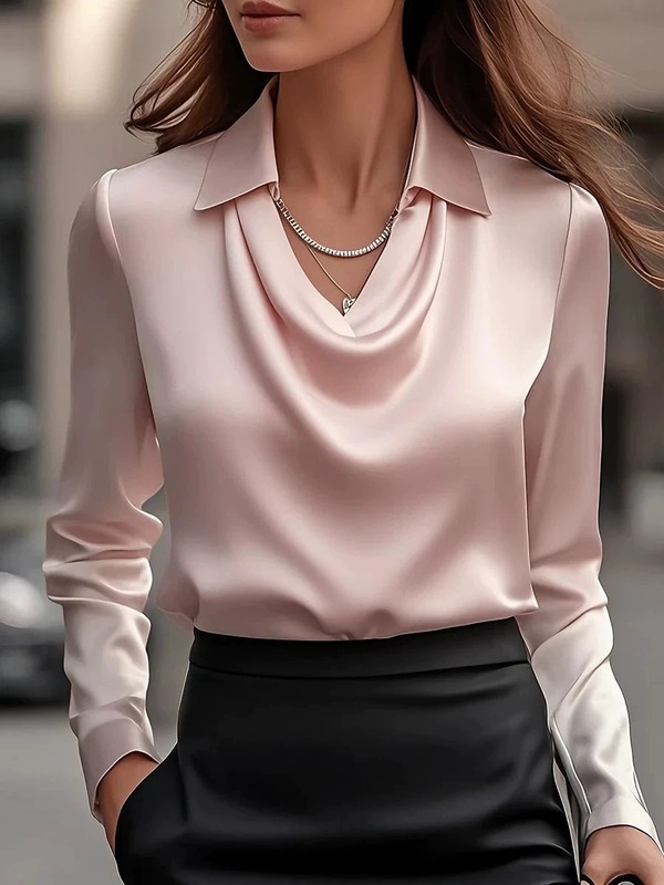 2025新款独立站亚马逊外贸款气质印花简约荡领衬衫领女士长袖上衣|undefined