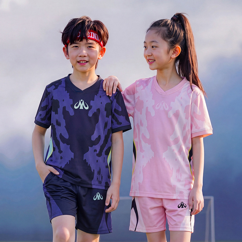 Trajes de fútbol infantil transfronterizos de verano, trajes de entrenamiento para estudiantes primarios, uniformes deportivos de niños y niñas, camisetas de secado rápido image 5
