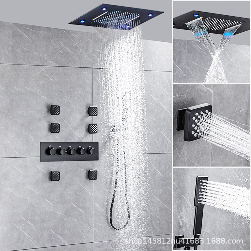 Ducha de cortina con temperatura constante, ducha de ducha oculta, ducha de baño, ducha de ducha lateral y espalda, ducha de ducha presurizada con luz