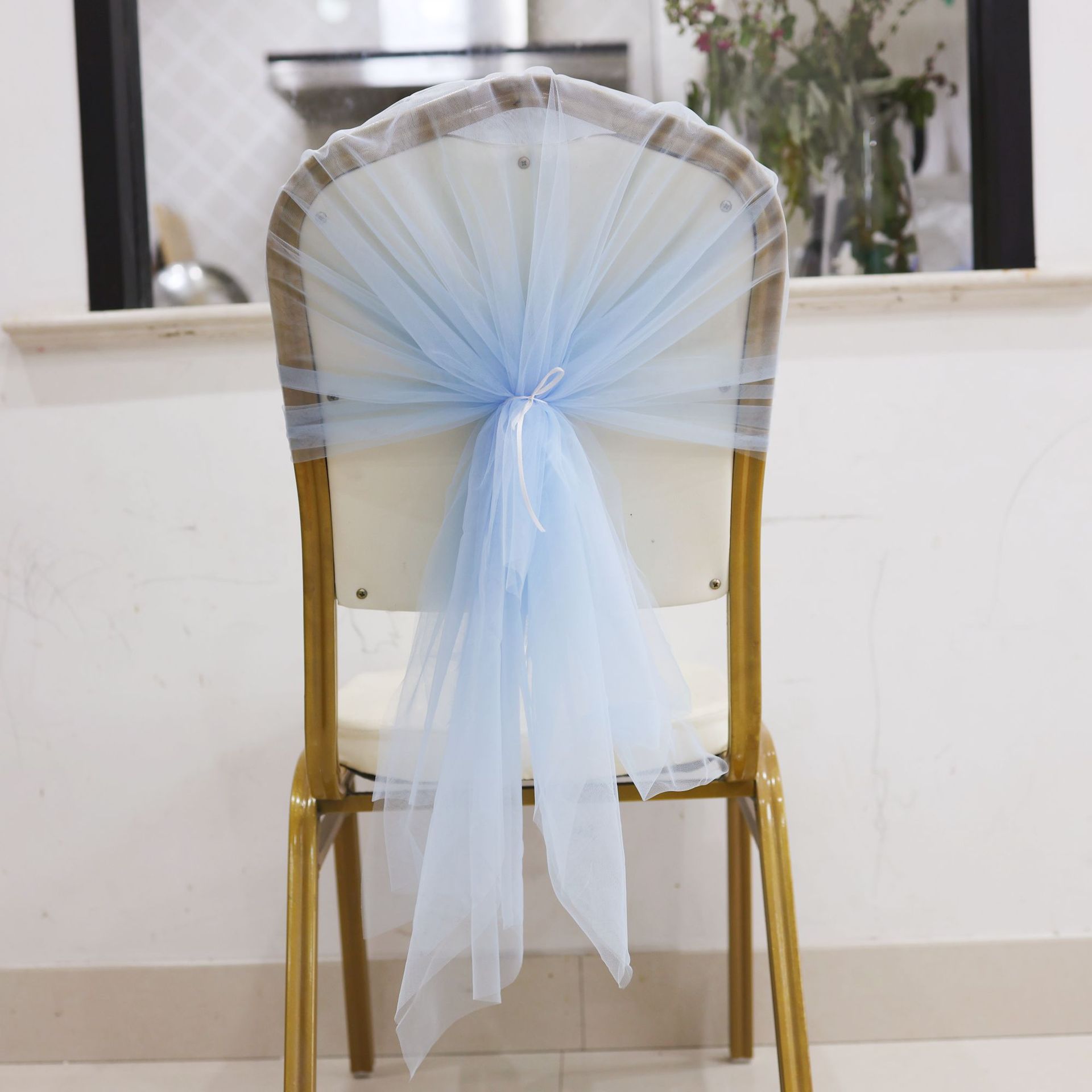 Transfronterizos silla trasera cubierta silla de decoración cintas de tela de banquete