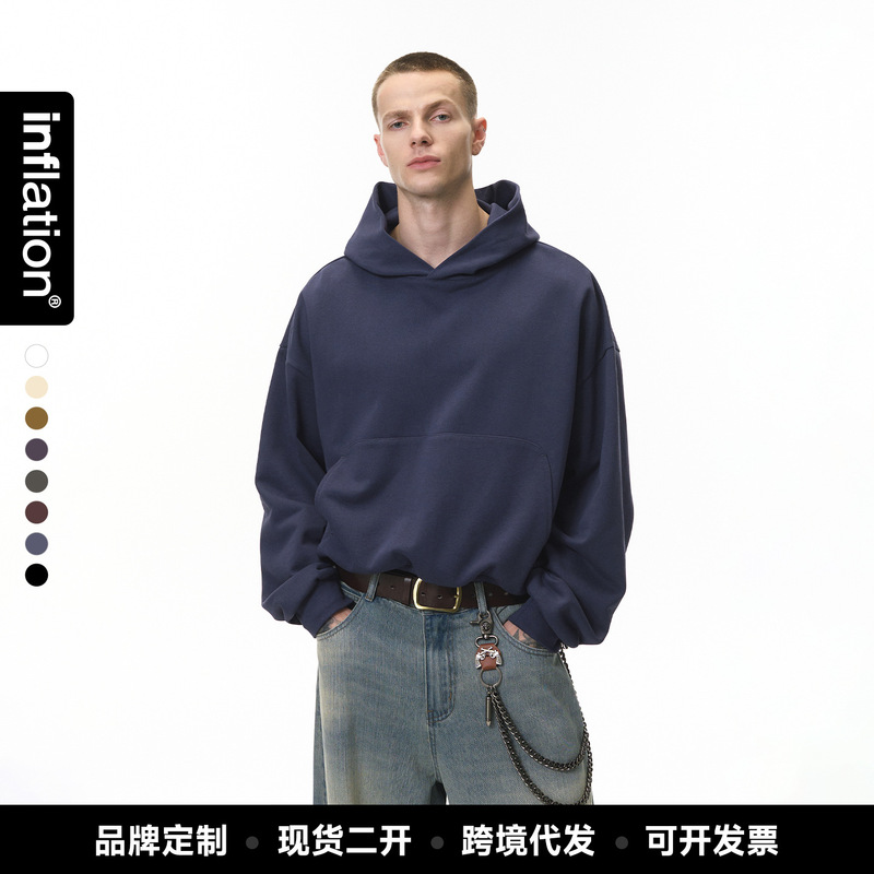 Jie Zhan Men's Clothing | Dragon Scale Hooded Sweatshirt 26 Spring New Boxed Short Style 380g Loose Pocket Men's Long Sleeve