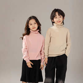 儿童一线成衣100%纯羊毛衫男女童装堆堆领针织打底衫宝宝新款毛衣