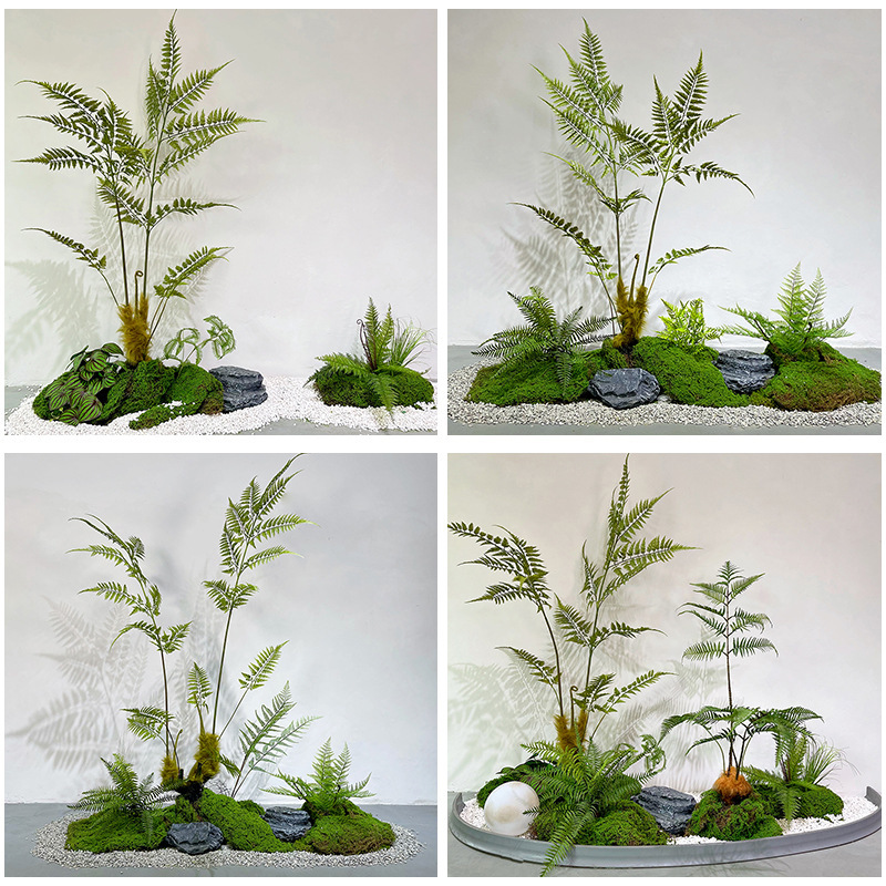ソフト装飾造園シミュレーションヘリシウムシダ鉢植えシミュレーションゴールデンサルシダ屋内床置き装飾偽植物緑植物|undefined