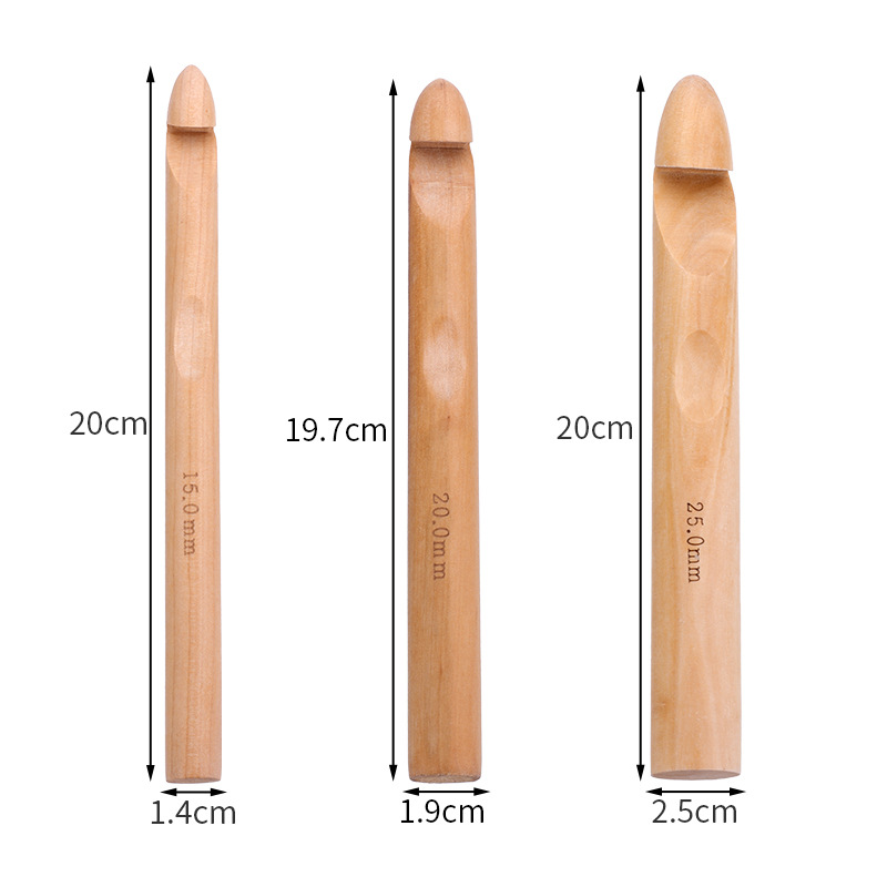 Madera gran herramienta de tejer de ganchillo DIY cabeza de metal ganchillo aguja suéter de ganchillo de madera