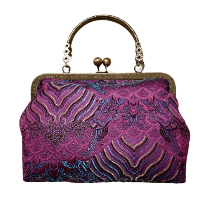 Borsa da donna Gushi Qianpin originale con chiusura dorata in broccato, borsa casual da sera_voghion.com